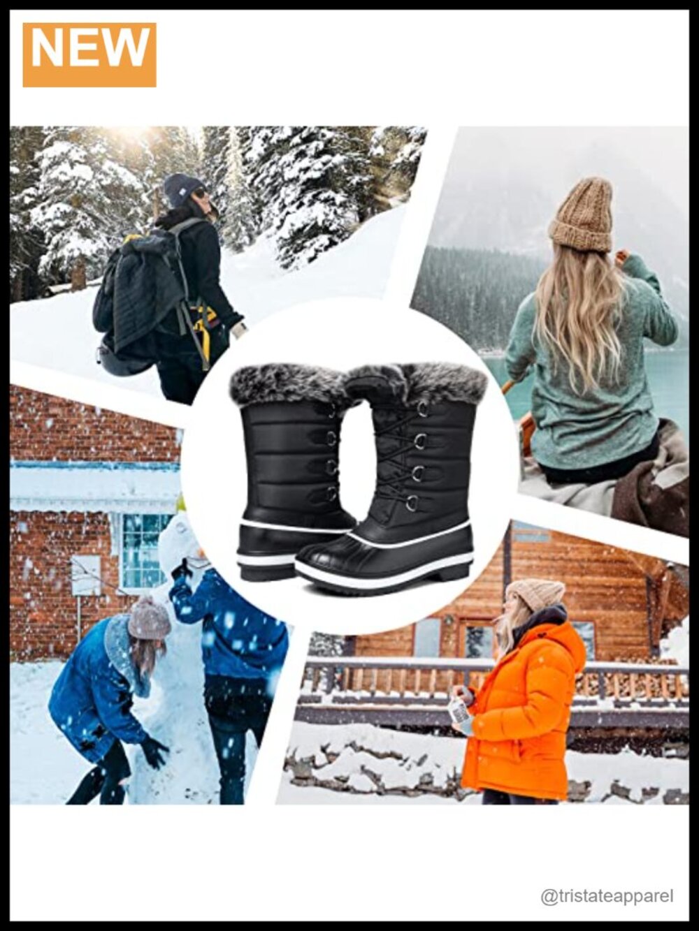 Women's Waterproof Insulated Snow Boots Faux Fur Lining Lace Up Winter - Picture 5 of 6